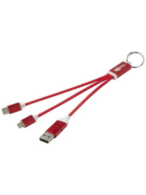 Cable de carga 4 en 1 de aluminio reciclado con llavero 