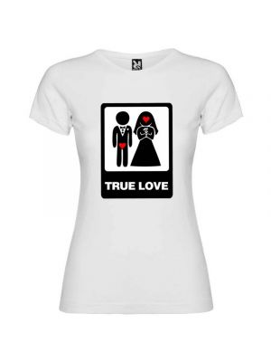 Camiseta blanca para mujer con diseÃ±o true love especial para despedidas de soltero con impresiÃ³n vista 1