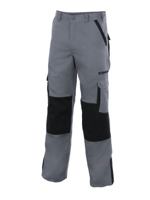 Dwukolorowe spodnie robocze Velilla z wieloma kieszeniami i ołowianą bawełną z widokiem na logo 1