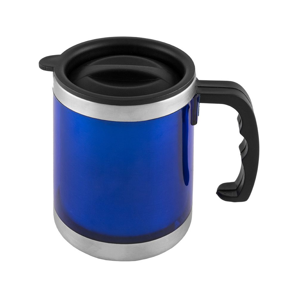 Taza termo coffee de metal con logo vista 1