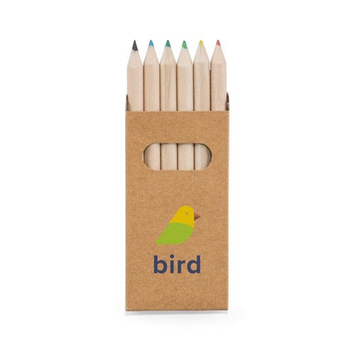 BIRD. Piórnik z 6 kolorowymi kredkami