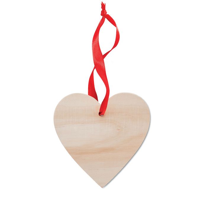 Drewniany wieszak świąteczny w kształcie serca widok 1