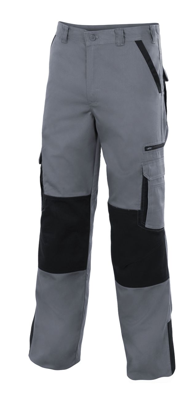 Dwukolorowe spodnie robocze Velilla z wieloma kieszeniami i ołowianą bawełną z widokiem na logo 1