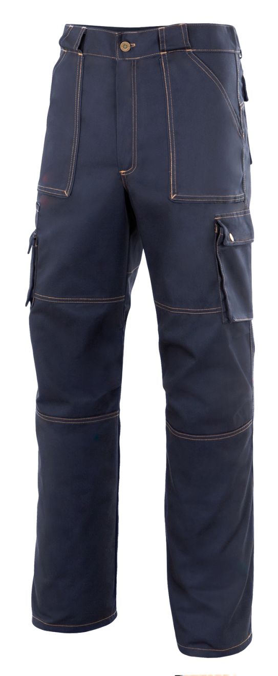 Pantalones de trabajo velilla multibolsillos de algodon con logo vista 1