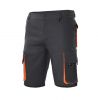 Dwukolorowe spodnie robocze z weluru z wieloma kieszeniami z czarno-pomarańczowej bawełny z widocznym nadrukiem 1