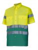 Dwukolorowe, odblaskowe koszule z krótkim rękawem Velilla 142 z bawełny żółtej, fluorescencyjnej zieleni widok 1