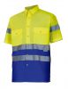 Velilla dwukolorowe odblaskowe koszule odblaskowe z krótkim rękawem 142 z bawełny żółtej fluorescencyjnej niebieskiej widok 1