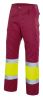 Dwukolorowe, odblaskowe spodnie z welurowymi kieszeniami i wieloma kieszeniami, z bordowo-żółtej bawełny fluorowej, widok 1