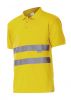Odblaskowe koszulki polo z krótkim rękawem i odblaskowymi elementami welurowymi z żółtego fluorowanego poliestru widok 1