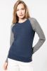 Dwukolorowa bluza z organicznej bawełny Okrągły dekolt Raglanowe rękawy dla kobiet Długie rękawy