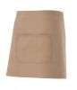 Krótkie fartuchy cateringowe welurowe z beżową bawełnianą środkową kieszenią do personalizacji widoku 1