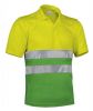 Odblaskowe koszulki polo w kolorze valento z wiosennej, żółtej, fluorescencyjnej zieleni z widocznym nadrukiem 1