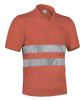 Odblaskowe koszulki polo w kolorze valento z fluorescencyjnego, pomarańczowego poliestru z widocznym nadrukiem 1